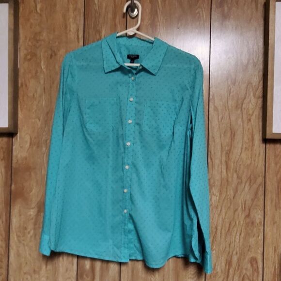 Talbots Dotted Swiss Button Down Blouse Size LP - Picture 1 of 8